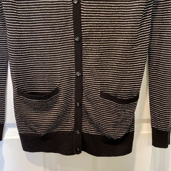 Ann Taylor Fine Merino Striped Thin Long Sparkly Cardigan EUC - Picture 5 of 15